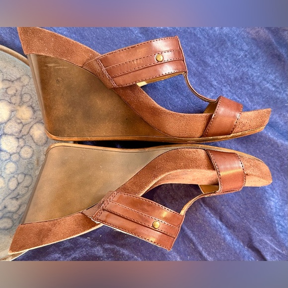 NINE WEST - Women’s Slip-on Wedge Sandler Sz 7.5 - BROWN - Picture 12 of 15